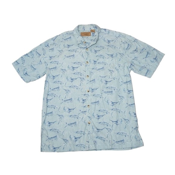 Clearwater Outfitters Men's Large Shirt Light‎ Blue Swordfish Button Up Fishing - Picture 1 of 7